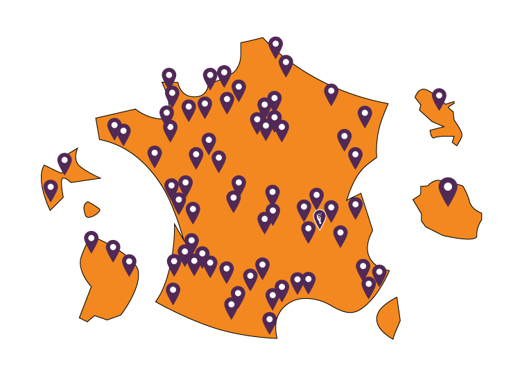 Agences partenaires avec Groupe JTI réparties dans toute la France.